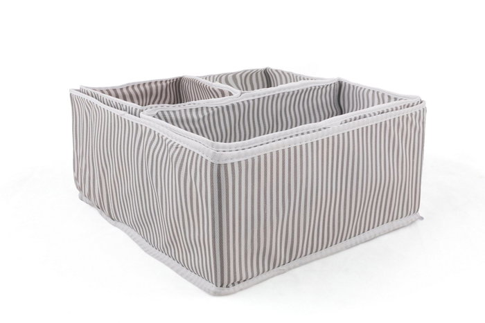 Hermia D2 Set Organizador Gris y Blanco de Tejido, 4 Piezas para el Hogar, Duradero y Elegante